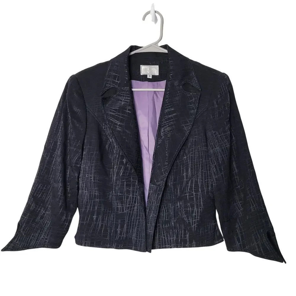 Alberto Makali Womens Blazer Coat 8 Black Dacron Long Sleeves Witchy Dark
